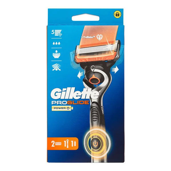 Proglide Power Rasoio Da Uomo Manico + Lamette Di Ricambio, 2 Ricariche