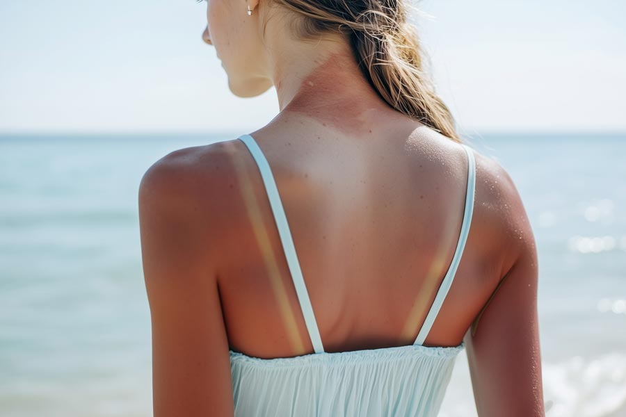bruciatura da sole schiena